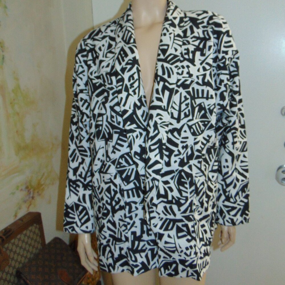 Vintage Frank Lee of California Blazer Jacket 90s Floral Open Front Cardigan 1X